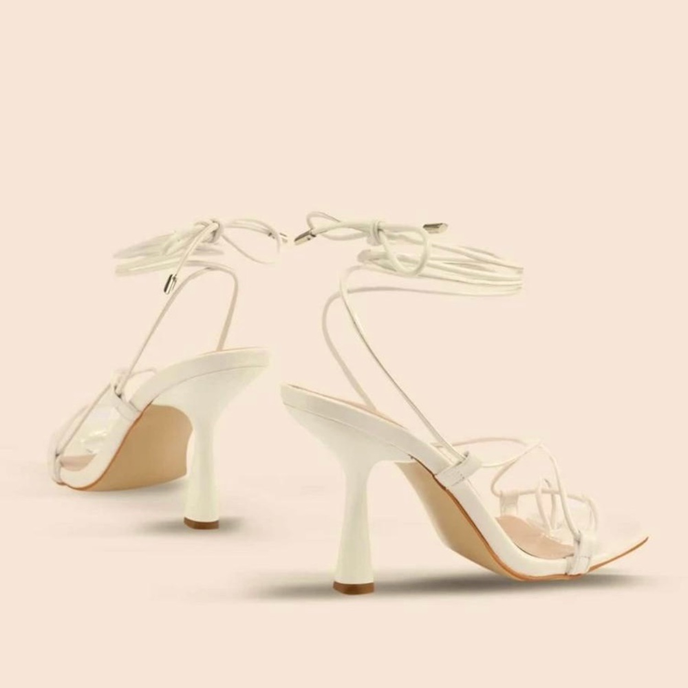 Thin Strap Tie Leg Heeled Sandals